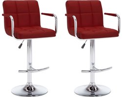 vidaXL - Barkrukken - 2 - st - kunstleer - wijnrood