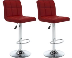 vidaXL - Barkrukken - 2 - st - kunstleer - wijnrood