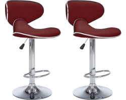 vidaXL - Barkrukken - 2 - st - kunstleer - wijnrood