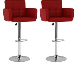 vidaXL - Barkrukken - 2 - st - kunstleer - wijnrood