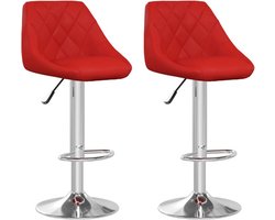 vidaXL - Barkrukken - 2 - st - kunstleer - wijnrood
