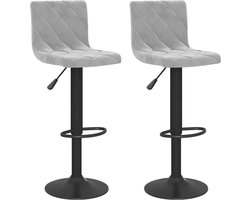 vidaXL Barkrukken 2 st lichtgrijs fluweel Barstoel - Barkruk - Stoel - Lounge Stoel - Velvet Stoel