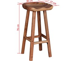 vidaXL - Barkrukken - 2 - st - massief - acaciahout