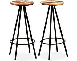 vidaXL - Barkrukken - 2 - st - massief - gerecycled - hout