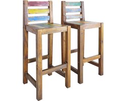 vidaXL - Barkrukken - 2 - st - massief - gerecycled - hout