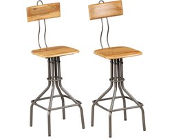 vidaXL - Barkrukken - 2 - st - massief - gerecycled - teakhout