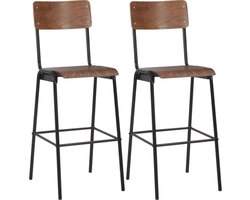 vidaXL - Barkrukken - 2 - st - massief - multiplex - staal - bruin