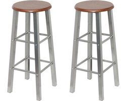 vidaXL - Barkrukken - 2 - st - metaal - met - MDF - zitting