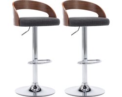 vidaXL - Barkrukken - 2 - st - stof - en - gebogen - hout - donkergrijs