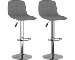 vidaXL - Barkrukken - 2 - st - stof - lichtgrijs