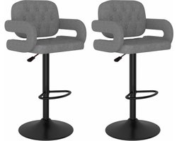 vidaXL - Barkrukken - 2 - st - stof - lichtgrijs