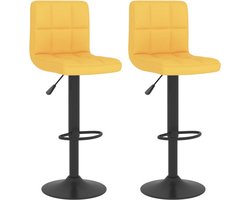 vidaXL - Barkrukken - 2 - st - stof - mosterdgeel