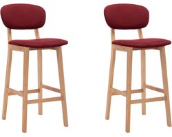 vidaXL - Barkrukken - 2 - st - stof - wijnrood