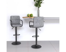 vidaXL Barkrukken - 2 stuks - Fluweel - Lichtgrijs Barstoel - Barkruk - Eetkamerstoel - Stoel - Lounge Stoel