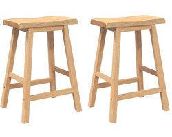 vidaXL - Barkrukken - 2 - stuks - natuurlijk - massief - hout - rubber