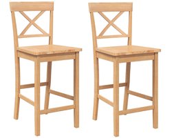 vidaXL - Barkrukken - 2 - stuks - natuurlijk - massief - hout - rubber