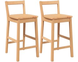 vidaXL - Barkrukken - 2 - stuks - natuurlijk - massief - hout - rubber