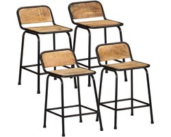 vidaXL - Barkrukken - 4 - st - 46x35,5x70 - cm - massief - hout - ruw - mangohout