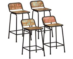 vidaXL - Barkrukken - 4 - st - 46x35,5x80 - cm - massief - gerecycled - hout