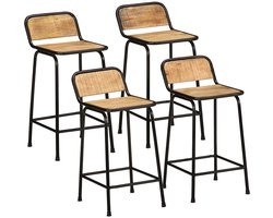 vidaXL - Barkrukken - 4 - st - 46x35,5x80 - cm - massief - hout - ruw - mangohout