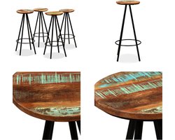 vidaXL Barkrukken 4 st massief gerecycled hout - Barkruk - Barkrukken - Barstoel - Barstoelen