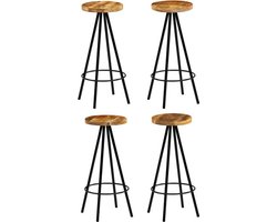 vidaXL - Barkrukken - 4 - st - massief - mangohout