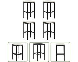 vidaXL Barkrukken 4 st met kussens - Poly Rattan Barstoelen - Barkrukken - Outdoor Meubilair - Tuinset - Bistro Stoelen