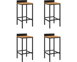 vidaXL - Barkrukken - 4 - st - poly - rattan - en - massief - acaciahout - zwart
