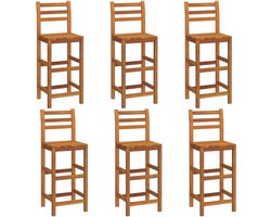 vidaXL Barkrukken 6 st massief acaciahout Houten Barkrukken - Barkrukken Set - Bar Stoelen - Tuinset - Acacia Hout