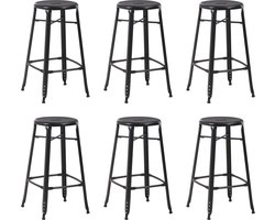 vidaXL - Barkrukken - 6 - st - staal - zwart