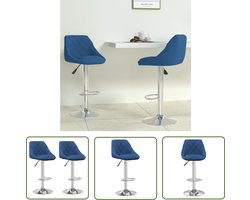 vidaXL Barkrukken - Barstoelen - Barkrukken 2 st fluweel blauw - Lounge Chairs - Design Meubels - Fluweel Meubels