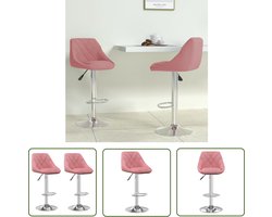 vidaXL Barkrukken - Barstoelen - Barkrukken 2 st fluweel roze - Stoelen - Lounge Meubels - Rozen Kleur