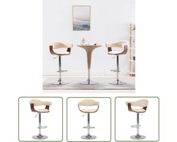vidaXL Barkrukken - Barstoelen - Barkrukken 2 st gebogen hout en kunstleer crèmekleurig - Eetkamerstoel - Stoel - Kunstleder Meubels