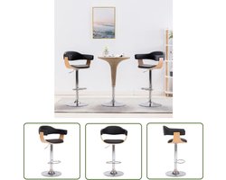 vidaXL Barkrukken - Barstoelen - Barkrukken 2 st gebogen hout en kunstleer zwart - Zwarte Stoelen - Bruine Stoelen - Kunstleder Meubels