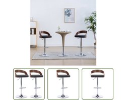 vidaXL Barkrukken - Barstoelen - Barkrukken 2 st stof en gebogen hout donkergrijs - Keukenstoelen - Eetkamerstoelen - Meubels