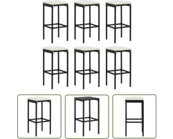 vidaXL Barkrukken - Barstoelen - Barkrukken 6 st met kussens poly rattan zwart - Bistro Stoelen - Eetkamerstoelen - Outdoor Meubilair