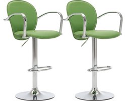 vidaXL - Barkrukken - met - armleuning - 2 - st - kunstleer - groen