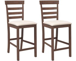 vidaXL - Barkrukken - met - kussens - 2 - st - massief - hout - rubber - bruin