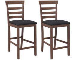 vidaXL - Barkrukken - met - kussens - 2 - st - massief - hout - rubber - bruin