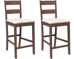 vidaXL - Barkrukken - met - kussens - 2 - st - massief - hout - rubber - bruin