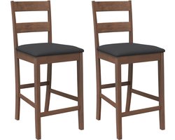 vidaXL - Barkrukken - met - kussens - 2 - st - massief - hout - rubber - bruin