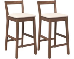 vidaXL - Barkrukken - met - kussens - 2 - stuks - Bruin - massief - hout - rubber
