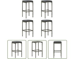 vidaXL Barkrukken - Poly Rattan - Grijs - 4 stuks Barstoelen - Barkrukken - Keukenstoelen - Buitenmeubilair - Tuinstoelen