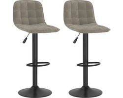 vidaXL Barkrukken - set van 2 - lichtgrijs fluweel Barstoole - Barkrukken - Stoel - Meubilair - Lounge