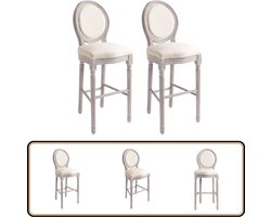 vidaXL Barkrukken - Set van 2 - Linnen - Wit Barstoelen - Krukjes - Vintage Stoelen - Klassieke Stoelen - Bar Stools