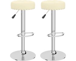 vidaXL Barkrukken - Set van 2 - Stof - Crèmekleurig Barstoel - Kruk - Eetkamerstoel - Stoffen Barkruk - Design Barkruk