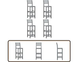vidaXL Barkrukken - Set van 4 - Massief Acaciahout - Grijs Barstoel - Acacia Hout - Buitendecor - Tuinset - Eetkamerstoel