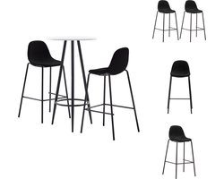 vidaXL Barset - Bartafel en 2 barstoelen - Wit - MDF tafelblad - Gepoedercoat stalen frame - Zwarte stoffen bekleding - Ergonomisch ontwerp - Eenvoudig te monteren - Ideaal voor moderne woning - tuin - bar - pub of restaurant - Set tafel en stoelen