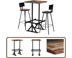 vidaXL Barset - Massief Gerecycled Hout - 3-delig Barstoel Vintage - Bartafel Industrieel - Houten Barset - Barmeubilair - Recycled Wood Furniture