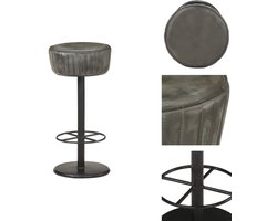 vidaXL Barstoel - Barstoelen - Barkruk - Barkrukken - Barkruk echt leer verweerd grijs